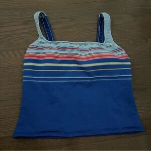 Gabar Swimwear Blue Striped Bathing Suit Top Size 16